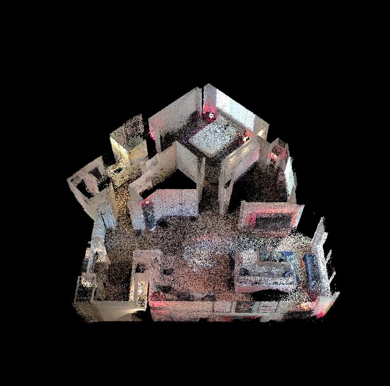 The sample apartment’s LiDAR capture seen from above, in points.