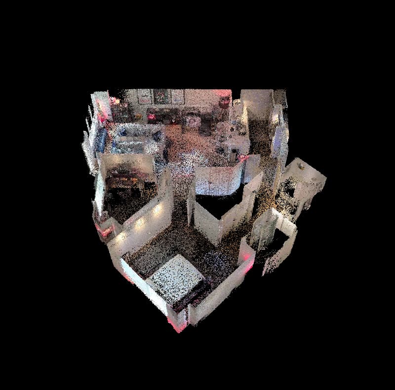 A real apartment capture in LiDAR points, seen from above.